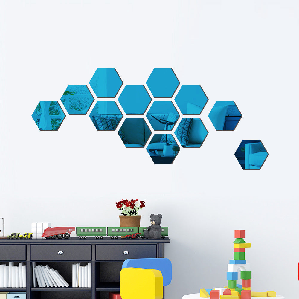 Hexagon Acrylic Mirror Wall Stickers - 3D Removable Wall Decor