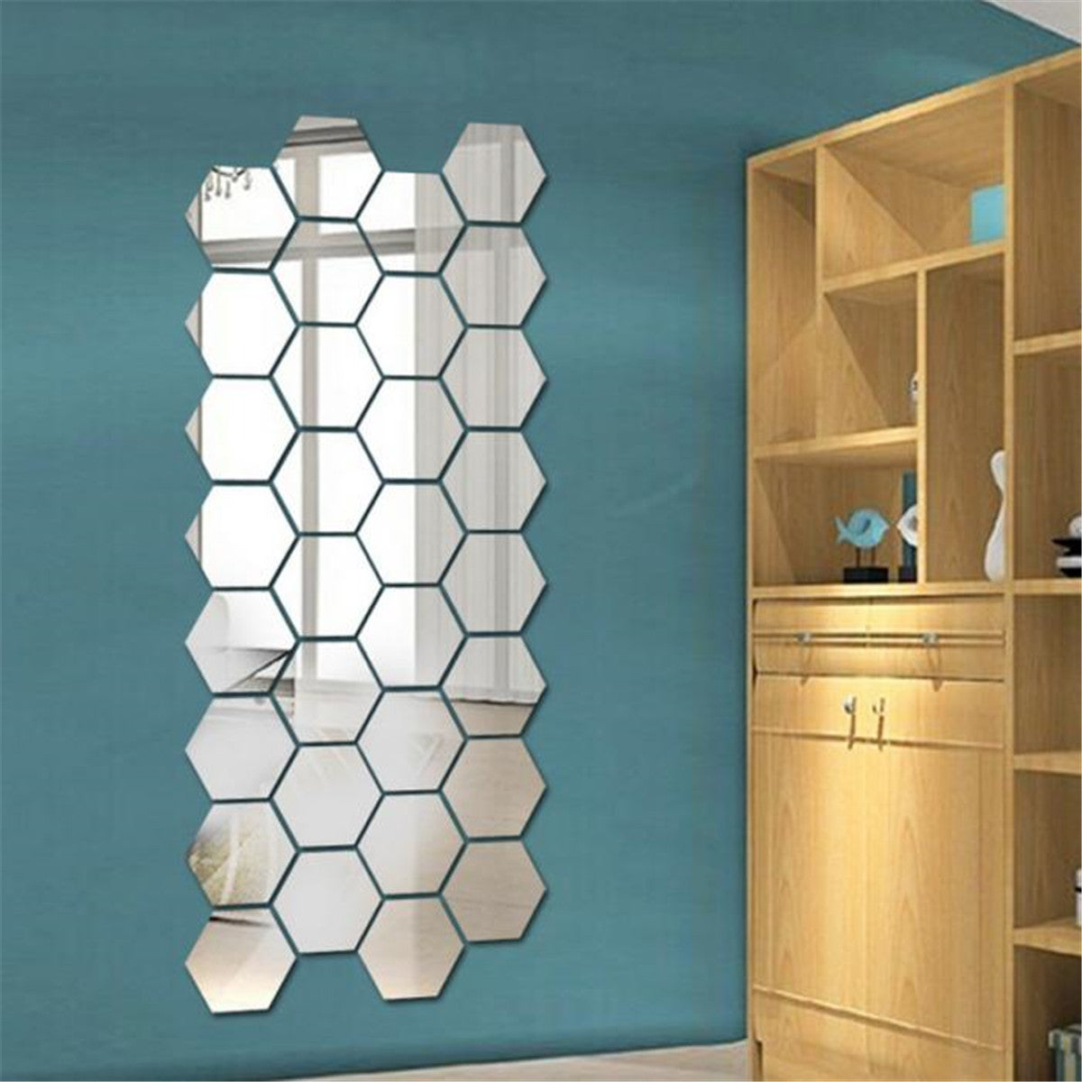 Hexagon Acrylic Mirror Wall Stickers - 3D Removable Wall Decor