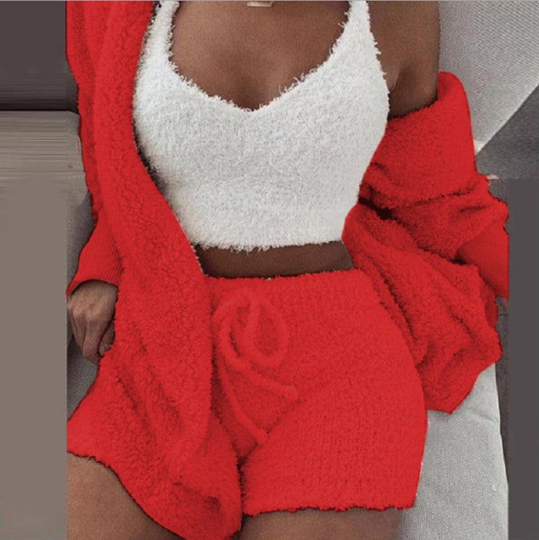 Winter Sexy Women Home Wear Suit Casual Pajamas Set Lady Soft