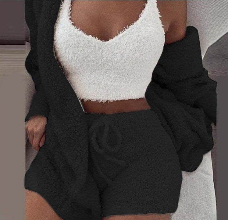 Winter Sexy Women Home Wear Suit Casual Pajamas Set Lady Soft