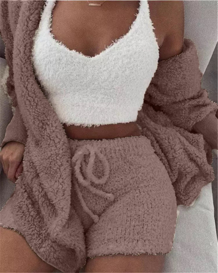 Winter Sexy Women Home Wear Suit Casual Pajamas Set Lady Soft