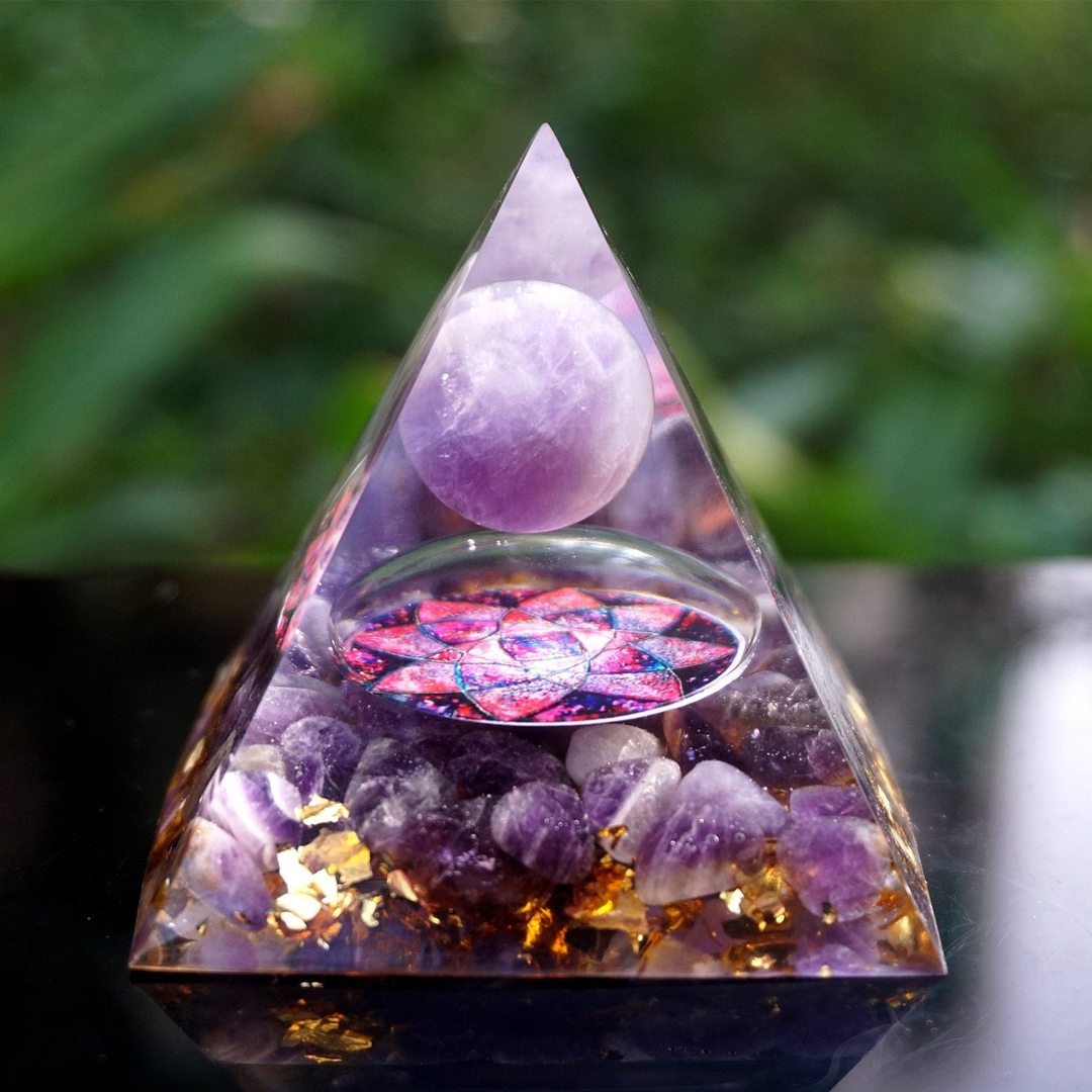 Natural Tiger Eye Orgonite Pyramid Healing Crystals Centerpiece Energy