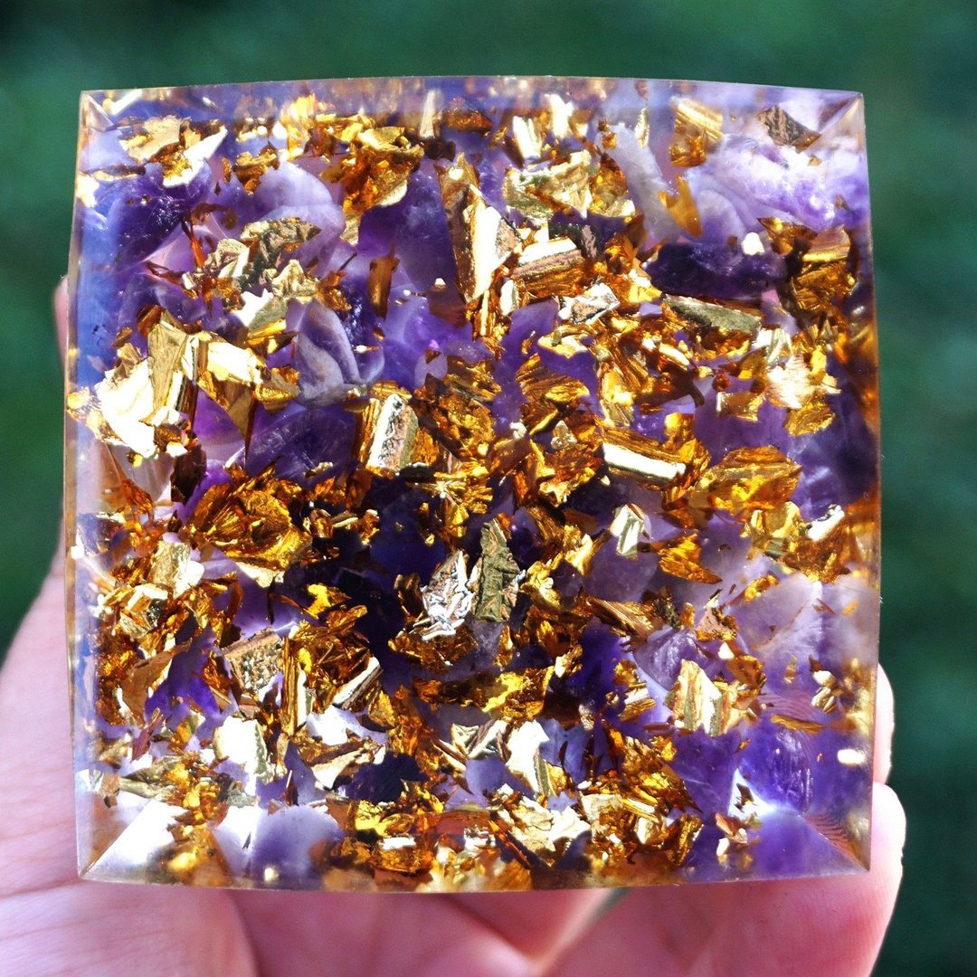 Natural Tiger Eye Orgonite Pyramid Healing Crystals Centerpiece Energy