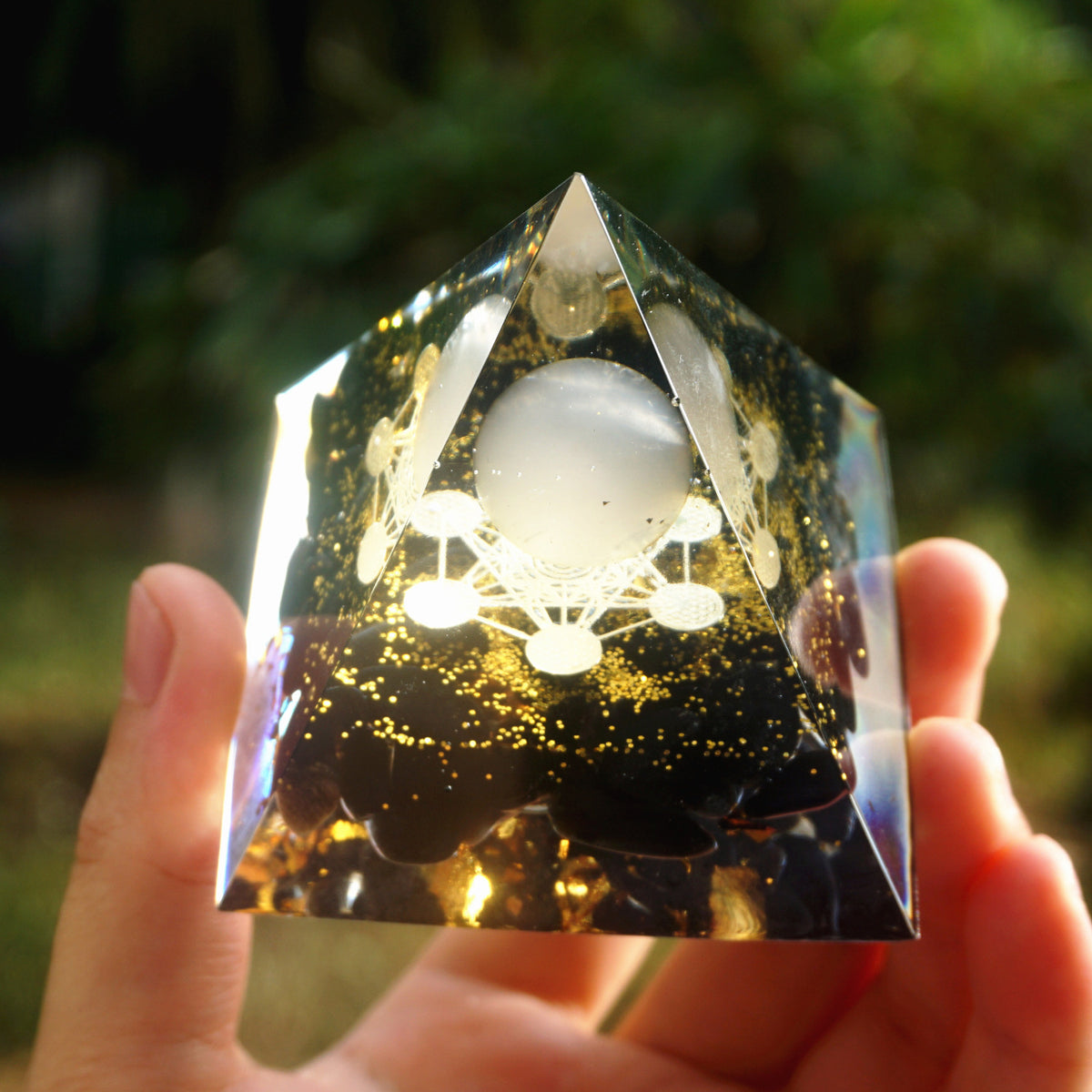 Natural Tiger Eye Orgonite Pyramid Healing Crystals Centerpiece Energy