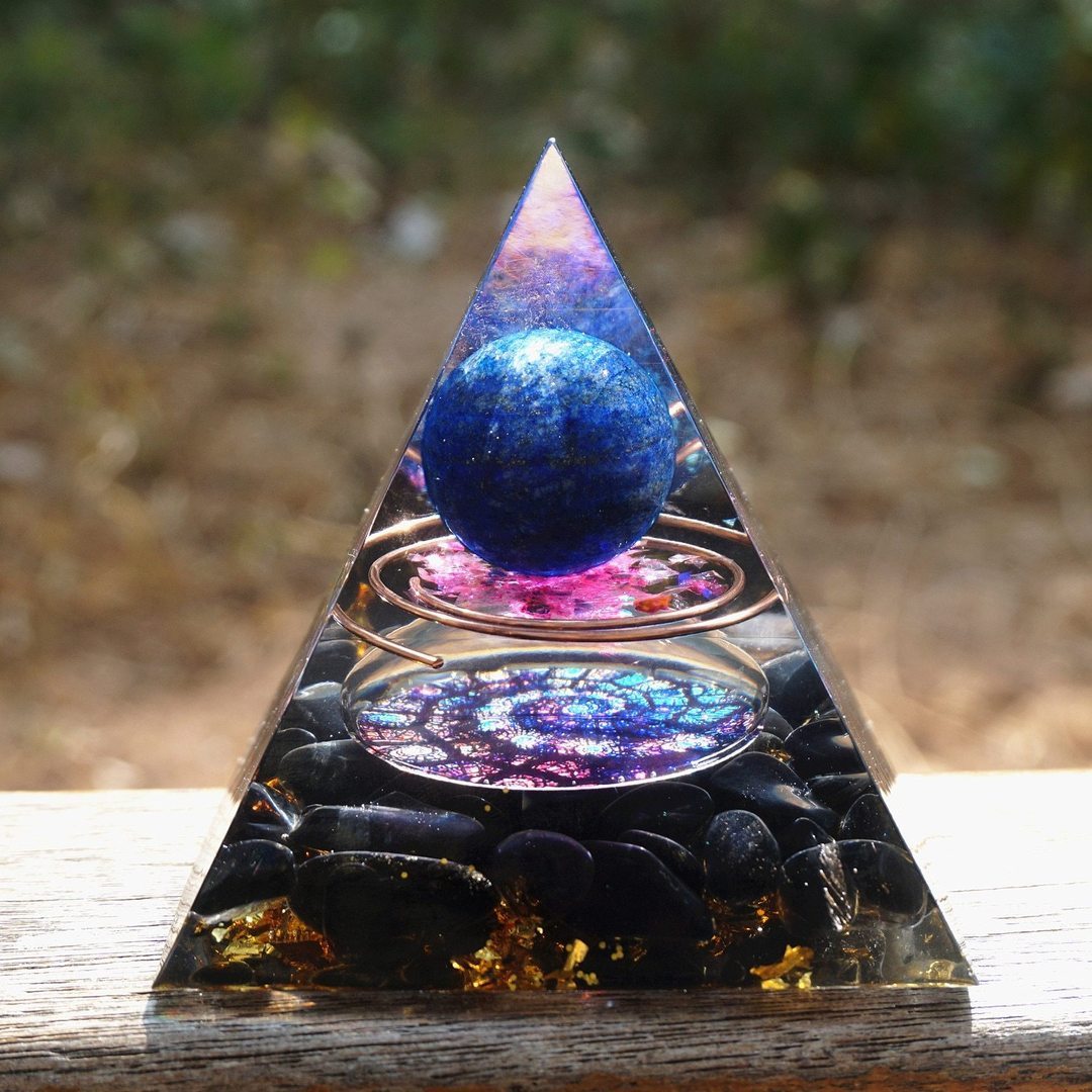 Natural Tiger Eye Orgonite Pyramid Healing Crystals Centerpiece Energy