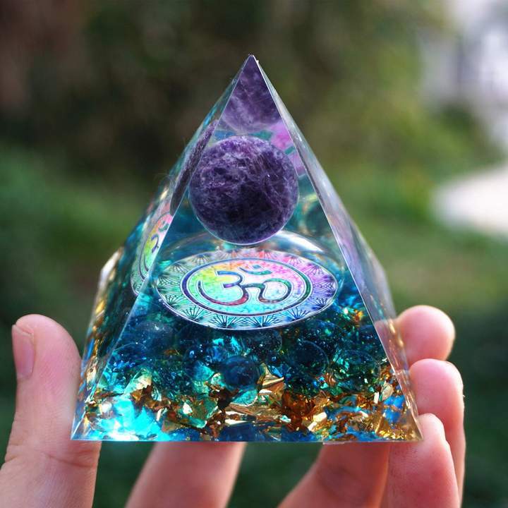 Natural Tiger Eye Orgonite Pyramid Healing Crystals Centerpiece Energy