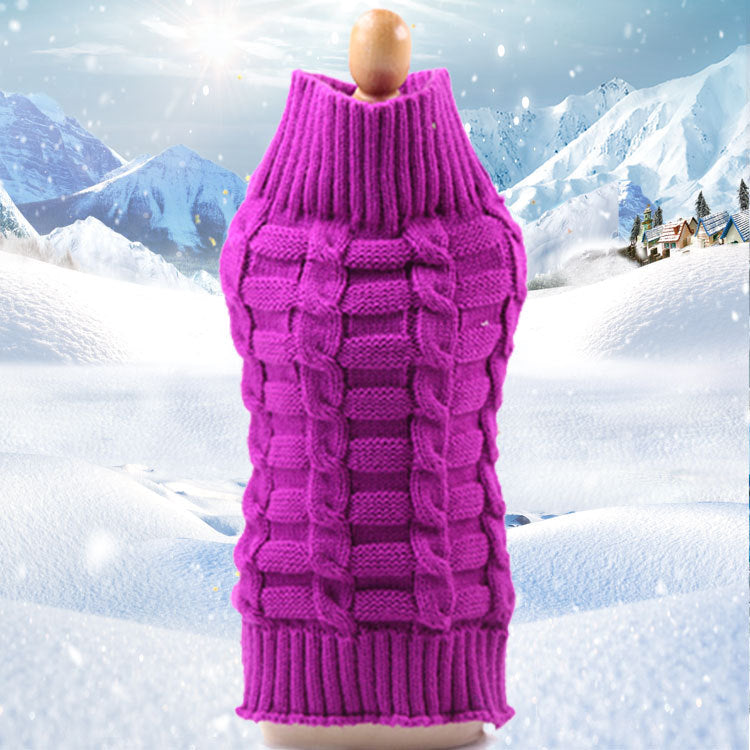 Cable Knit Dog Sweater - Soft Twisted Rope Pet Jumper for Small Dogs & Cats