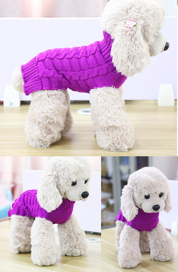Cable Knit Dog Sweater - Soft Twisted Rope Pet Jumper for Small Dogs & Cats
