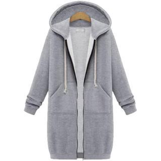 Hooded Long-Sleeved Winter Sweater Women's Jacket in a Long Thick