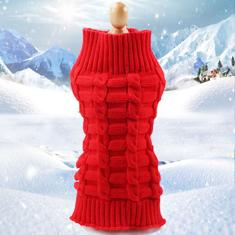 Cable Knit Dog Sweater - Soft Twisted Rope Pet Jumper for Small Dogs & Cats
