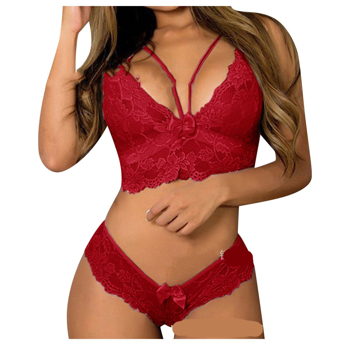 Women’s Plus Size Lace Corset Lingerie Set