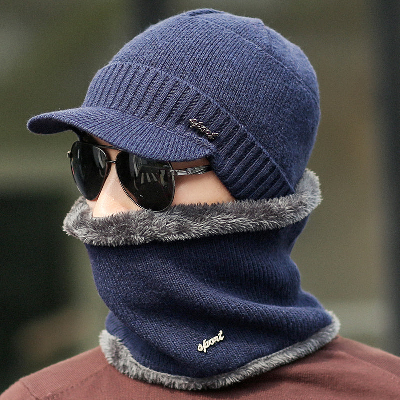 Winter Warm Knitted Hats Plus Woolen Caps Earmuffs Youth Cotton
