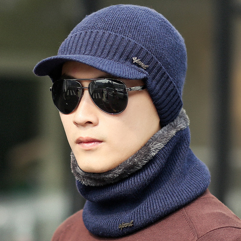 Winter Warm Knitted Hats Plus Woolen Caps Earmuffs Youth Cotton