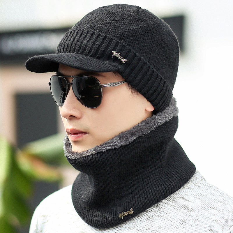 Winter Warm Knitted Hats Plus Woolen Caps Earmuffs Youth Cotton