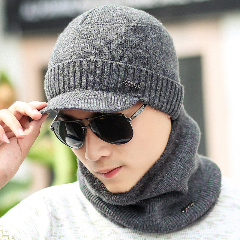 Winter Warm Knitted Hats Plus Woolen Caps Earmuffs Youth Cotton