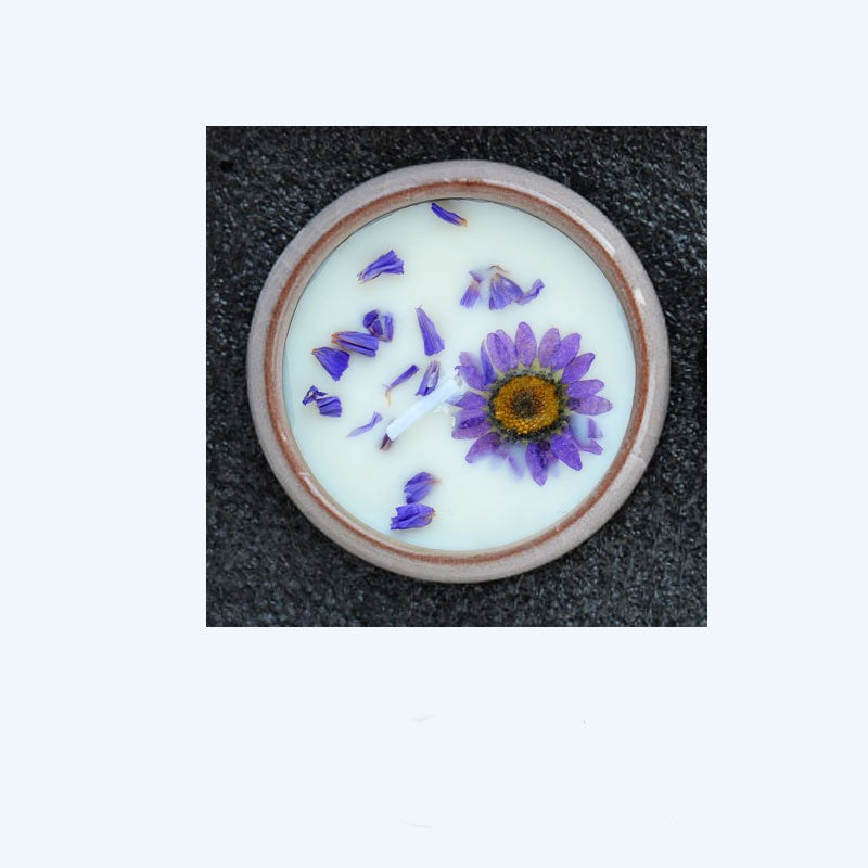 Ceramic Cup Scented Candle with Dried Flowers - Aromatherapy Gift