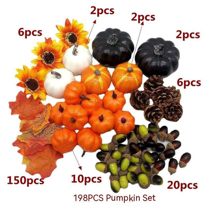 Artificial Pumpkin Decoration Set - Halloween & Fall Harvest Decor Kit