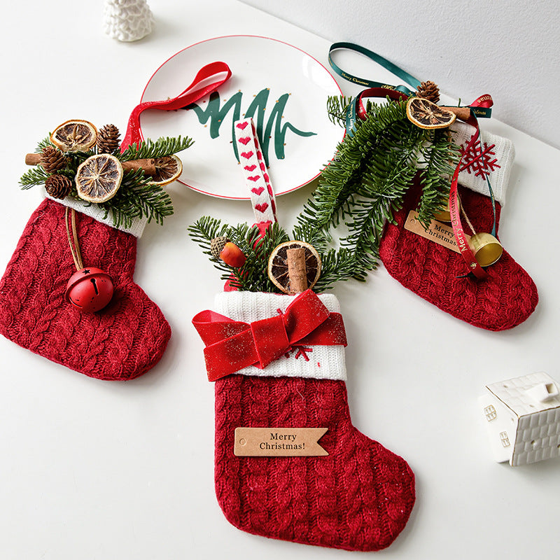 Christmas Decoration Knitted Stockings Scene Layout | Xmas Holiday Decor