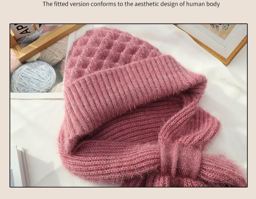 Women's Fleece-Lined Scarf and Hat Winter Warm Knitted