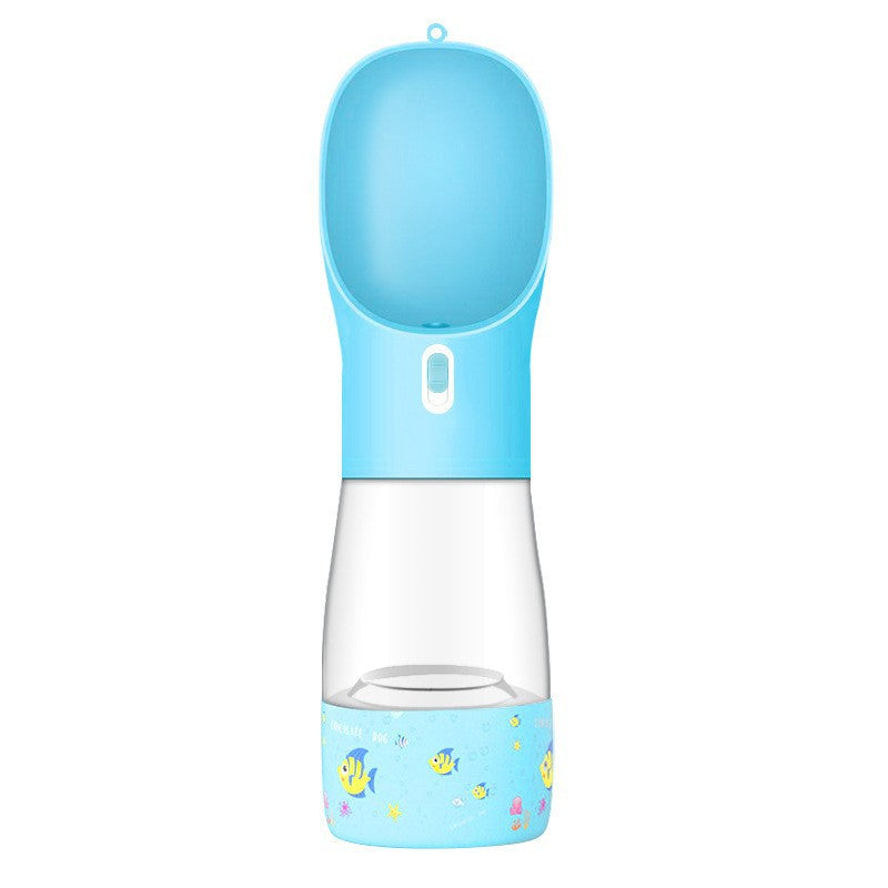 Portable Dog Water Bottle with Food Bowl - Travel Pet Drinking Bottle 458 ml