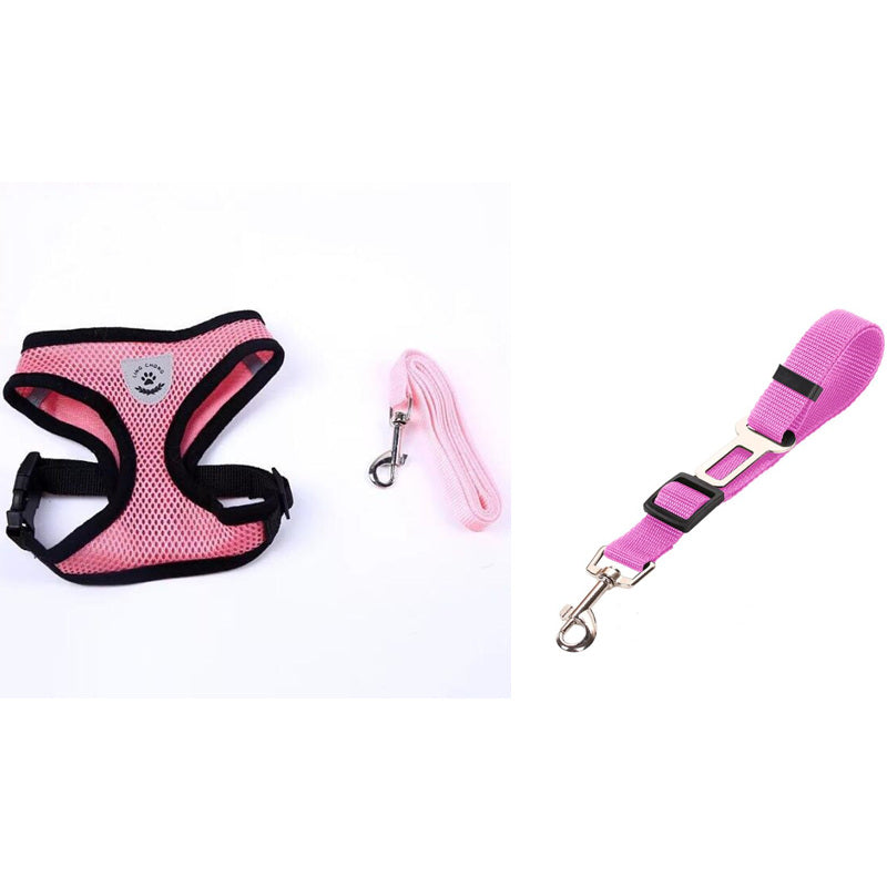 Pet Car Seat Belt Harness Set - Adjustable Dog Harness with Seat Belt Leash