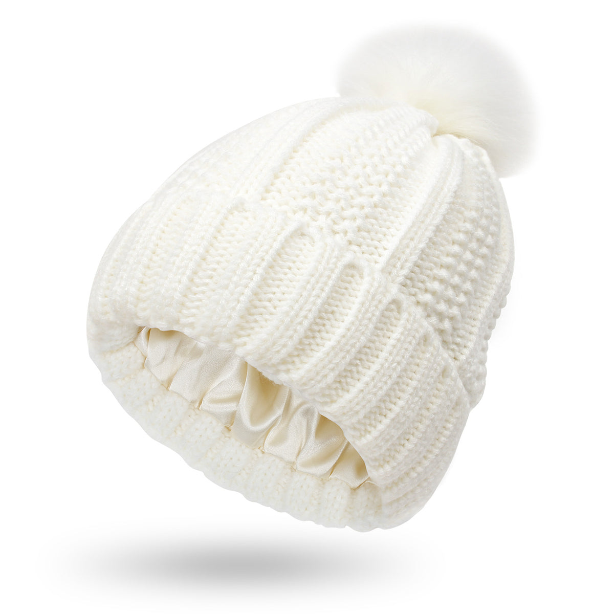 Winter Knitted Hats Fashion Stretchy Lined Skull for Women Faux Fur