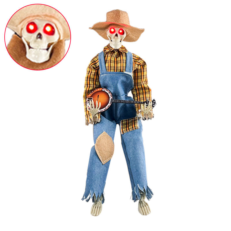 Halloween Luminous Skull Skeleton Decoration Guitarist with Light up