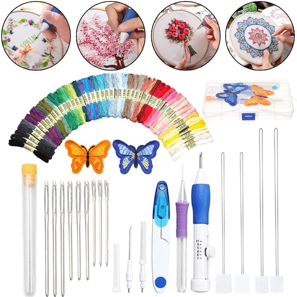 DIY Embroidery Starter Kit with 50 Threads - Cross Stitch Craft Set