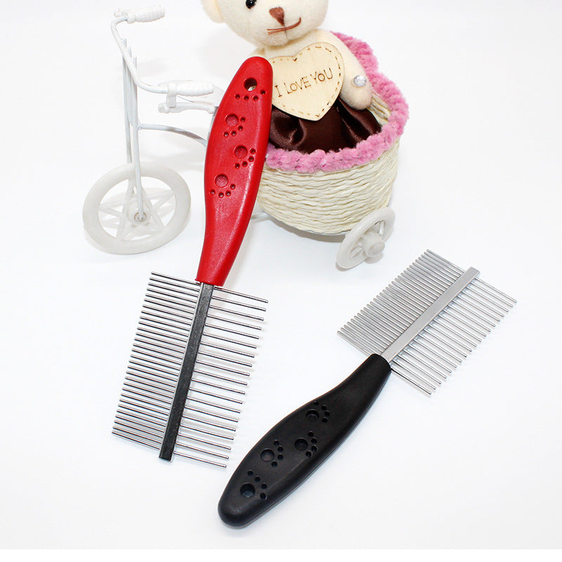 Double-Row Pet Grooming Comb - Stainless Steel Dematting Comb for Dogs & Cats
