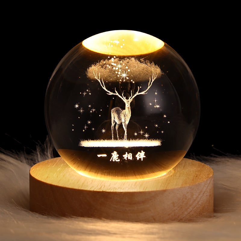 Starry Sky Planet Moon Crystal Ball Night Light - Galaxy Decor Lamp