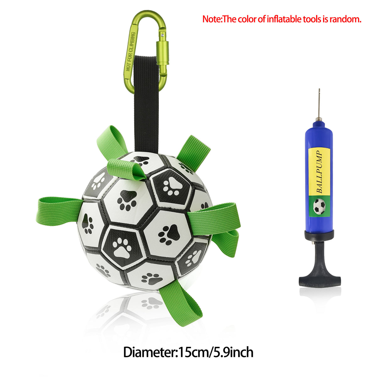 Interactive Dog Soccer Ball with Grab Tabs - Inflatable Training Toy with Pump
