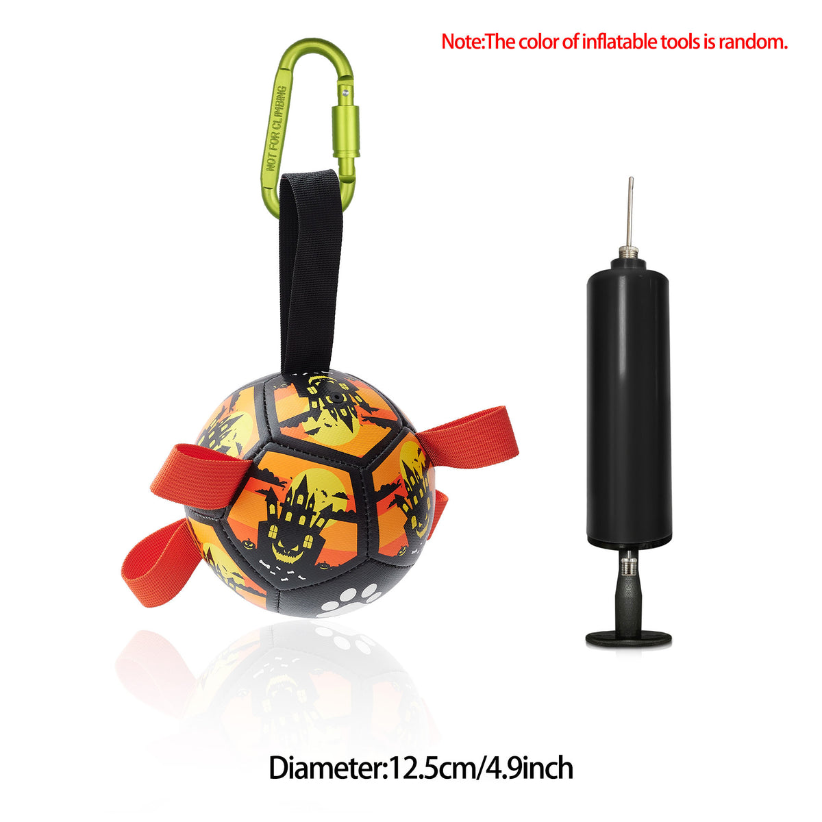 Interactive Dog Soccer Ball with Grab Tabs - Inflatable Training Toy with Pump