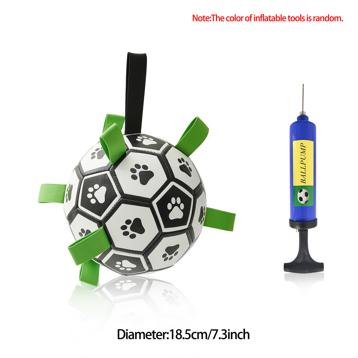 Interactive Dog Soccer Ball with Grab Tabs - Inflatable Training Toy with Pump