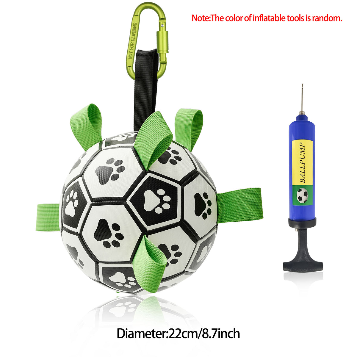 Interactive Dog Soccer Ball with Grab Tabs - Inflatable Training Toy with Pump
