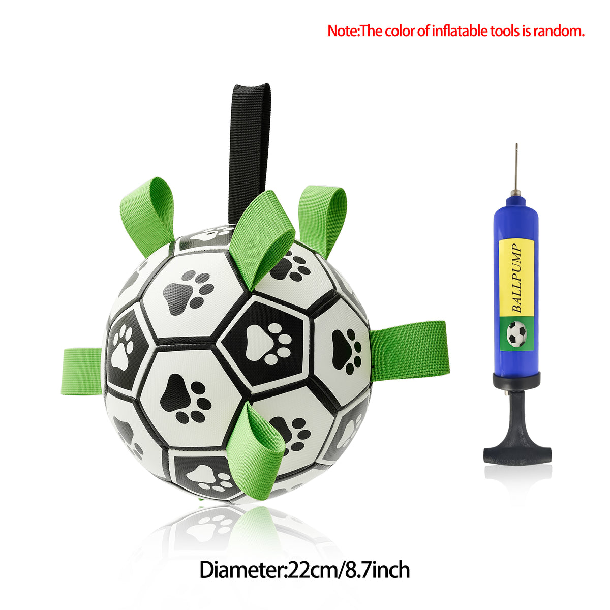 Interactive Dog Soccer Ball with Grab Tabs - Inflatable Training Toy with Pump