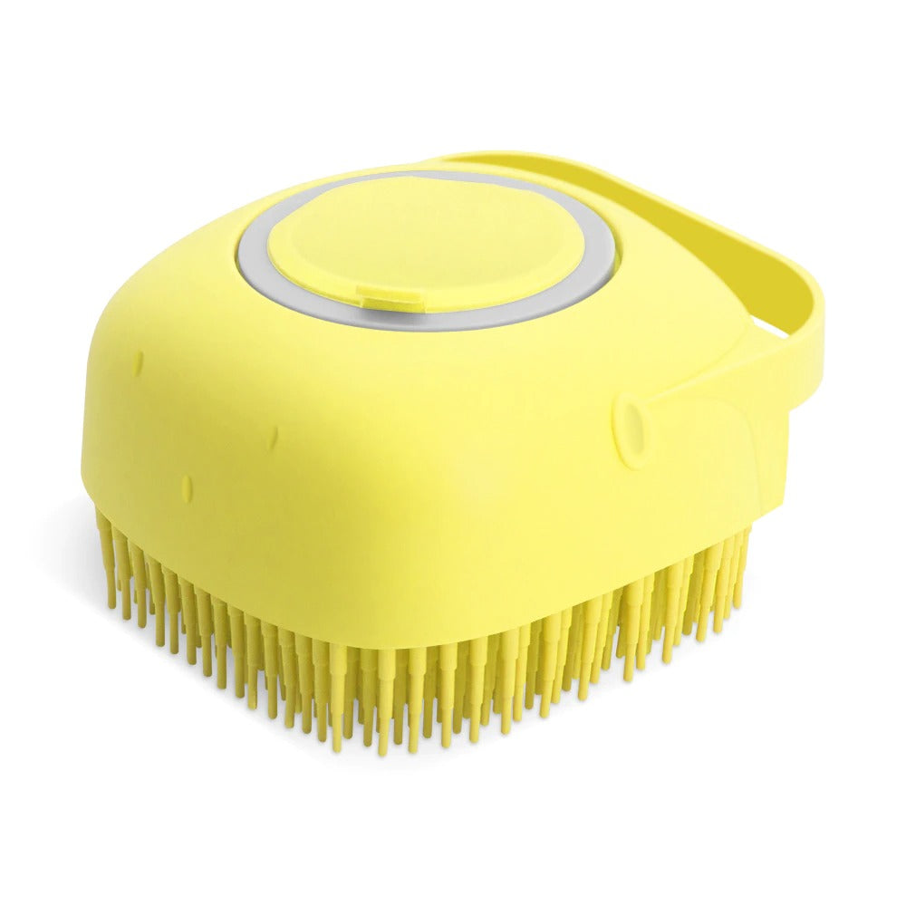 Silicone Dog Shampoo Brush - Bath Massager Scrubber with Soap Dispenser