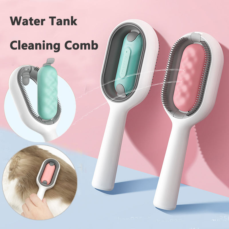 4-in-1 Cat Grooming Brush with Water Tank - Double-Sided Sticky Hair Removal Comb
