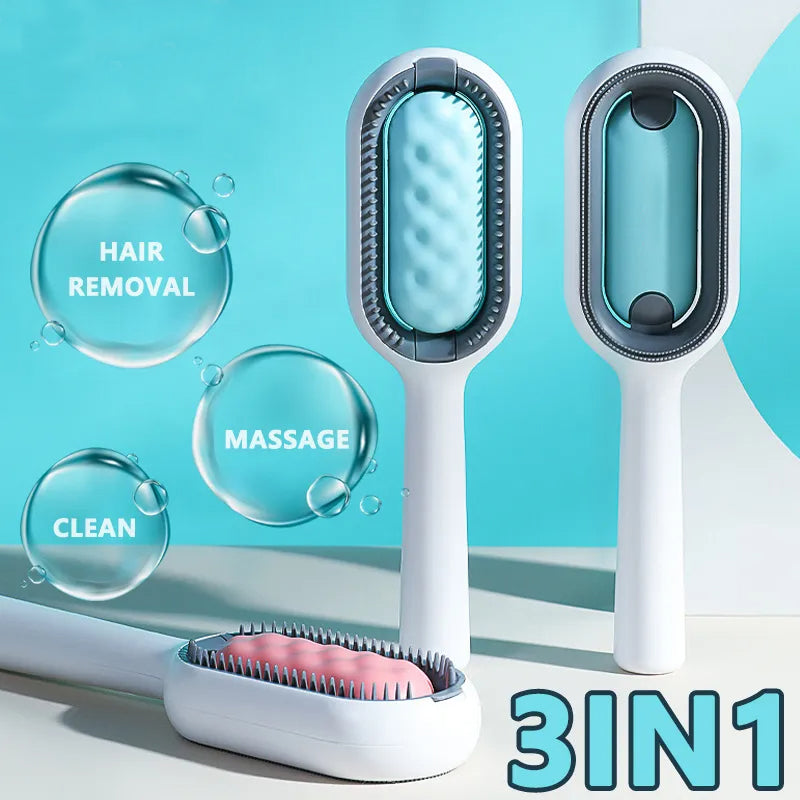 4-in-1 Cat Grooming Brush with Water Tank - Double-Sided Sticky Hair Removal Comb