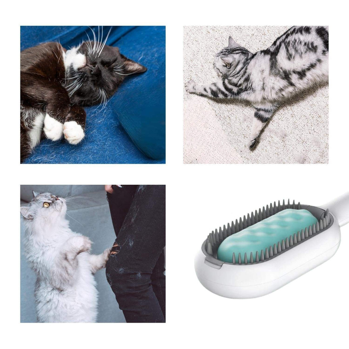 4-in-1 Cat Grooming Brush with Water Tank - Double-Sided Sticky Hair Removal Comb