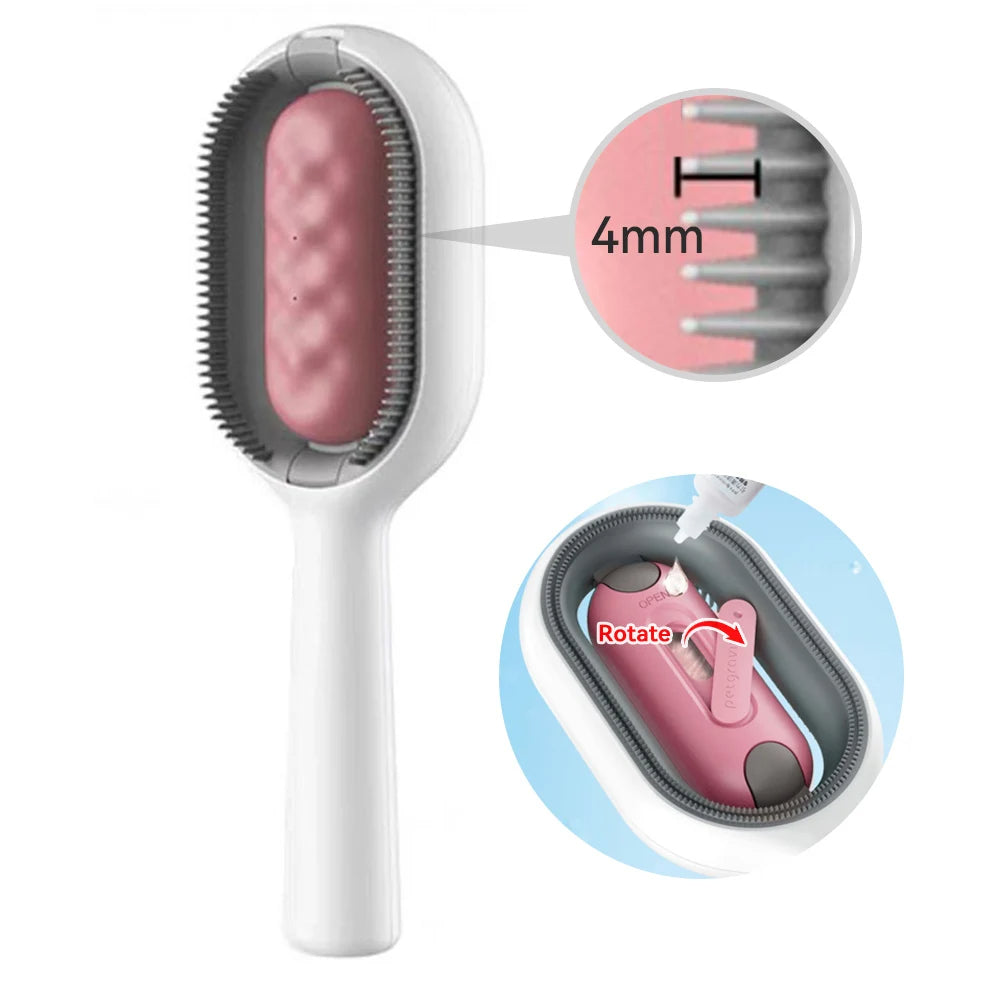4-in-1 Cat Grooming Brush with Water Tank - Double-Sided Sticky Hair Removal Comb