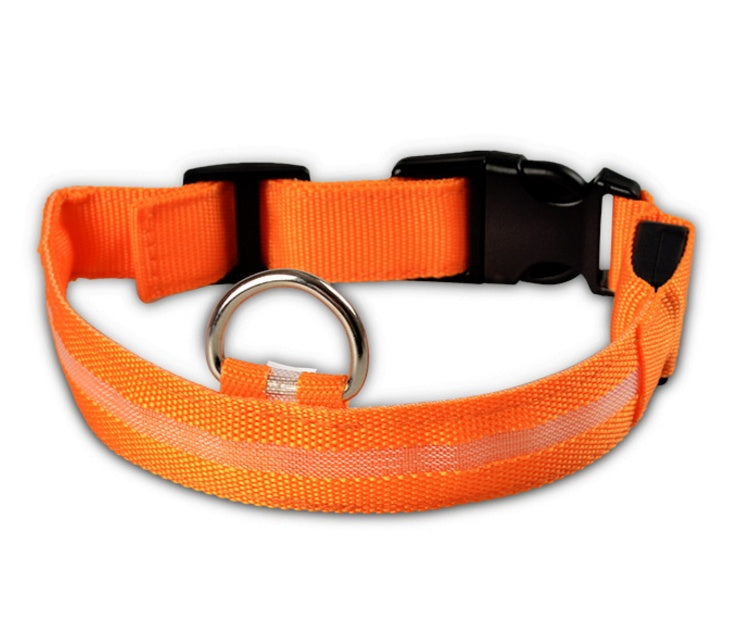 LED Light-Up Dog Collar - Flashing Glow in the Dark Safety Collar, USB or Battery