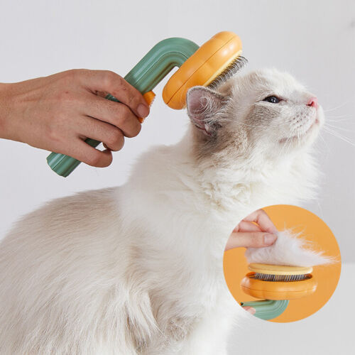Pumpkin Self-Cleaning Slicker Brush - Gentle Grooming Brush for Dogs, Cats & Rabbits