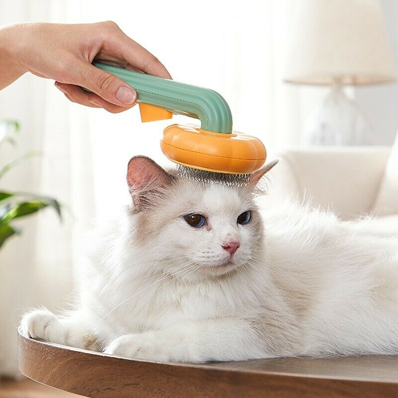 Pumpkin Self-Cleaning Slicker Brush - Gentle Grooming Brush for Dogs, Cats & Rabbits