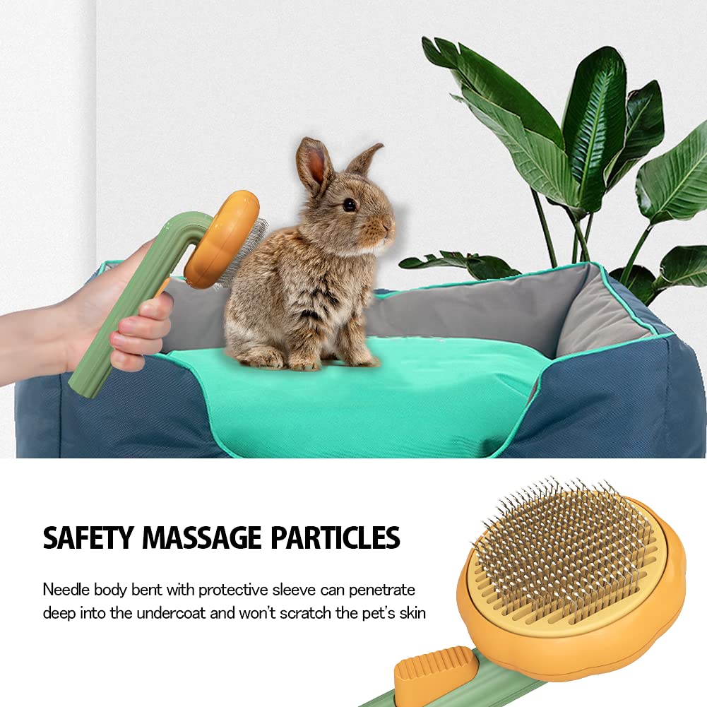 Pumpkin Self-Cleaning Slicker Brush - Gentle Grooming Brush for Dogs, Cats & Rabbits