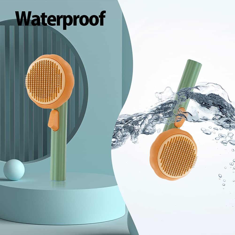 Pumpkin Self-Cleaning Slicker Brush - Gentle Grooming Brush for Dogs, Cats & Rabbits