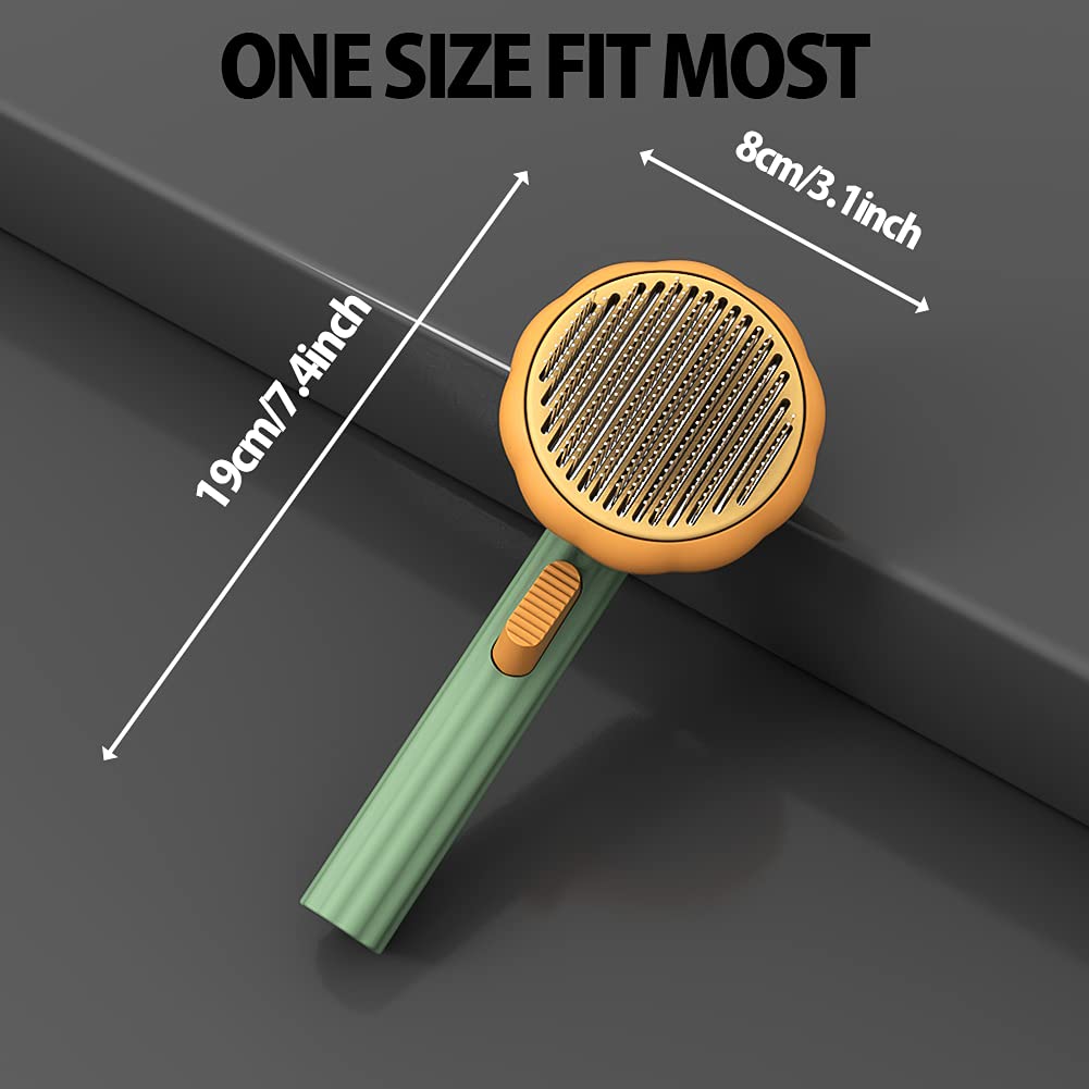 Pumpkin Self-Cleaning Slicker Brush - Gentle Grooming Brush for Dogs, Cats & Rabbits