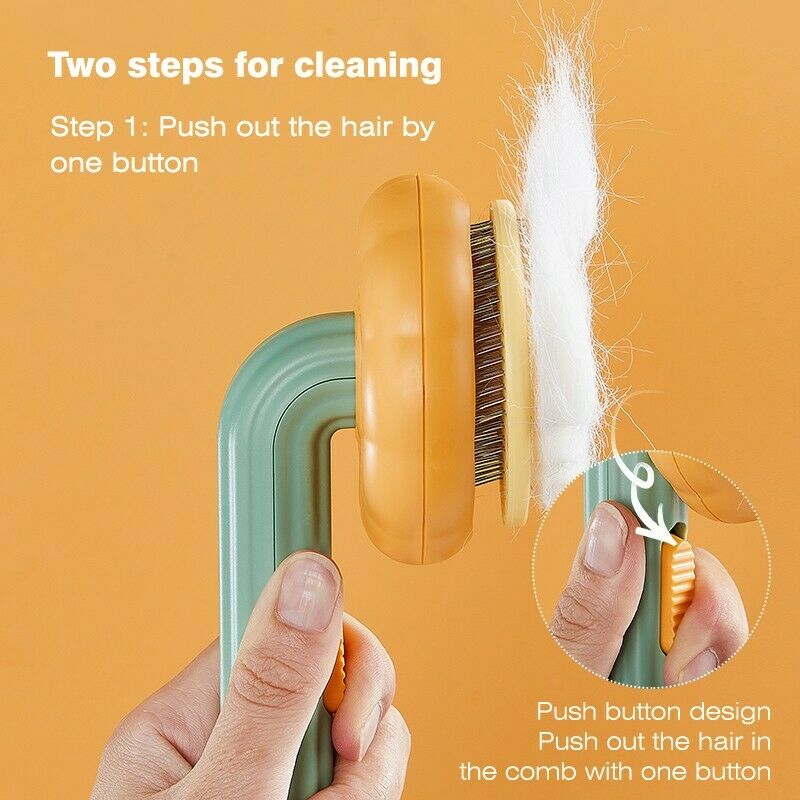 Pumpkin Self-Cleaning Slicker Brush - Gentle Grooming Brush for Dogs, Cats & Rabbits
