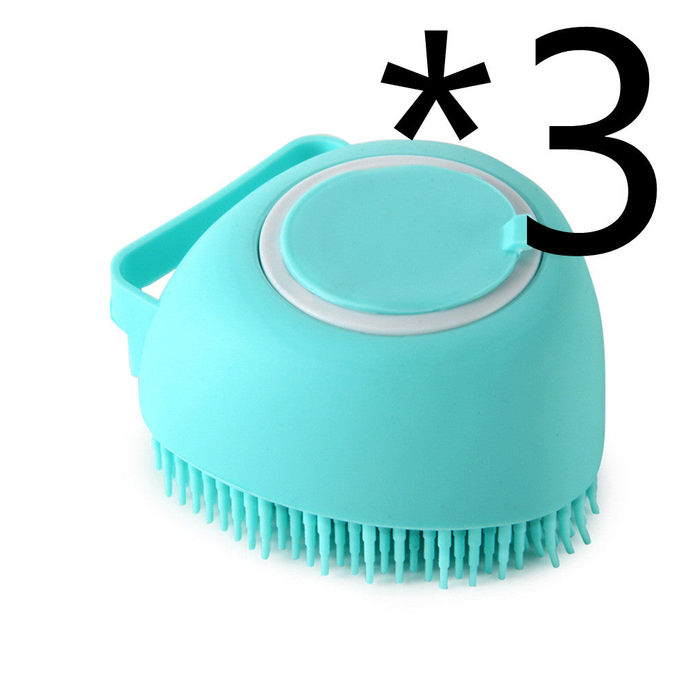 Silicone Dog Bath Brush with Shampoo Dispenser - Massage Grooming Scrubber