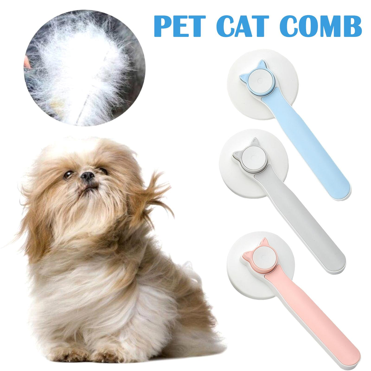 Self-Cleaning Slicker Brush for Cats & Dogs - Gentle Deshedding Brush for Long & Short Hair