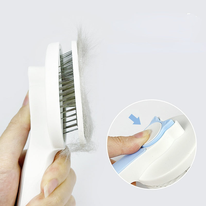 Self-Cleaning Slicker Brush for Cats & Dogs - Gentle Deshedding Brush for Long & Short Hair